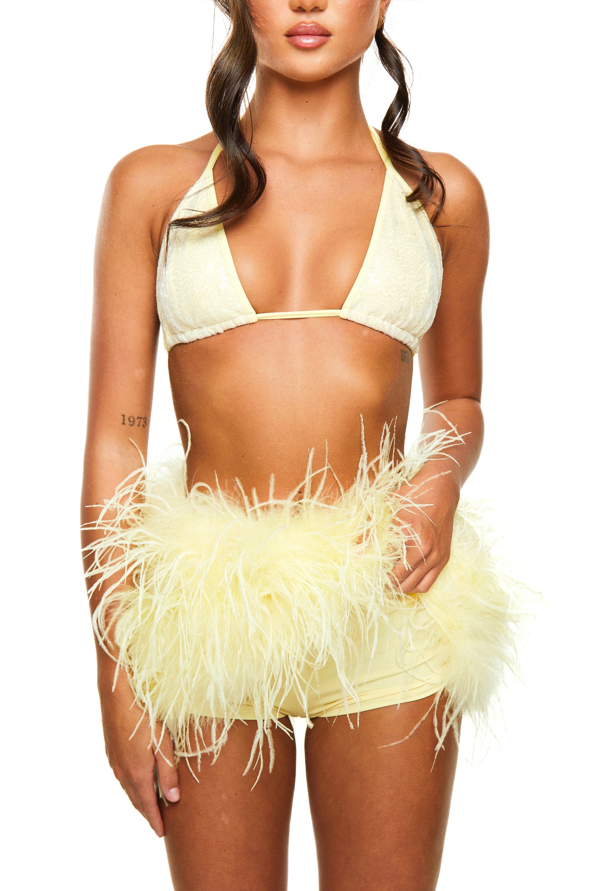 Ostrich Feather Skirt | Lemon Sorbet
