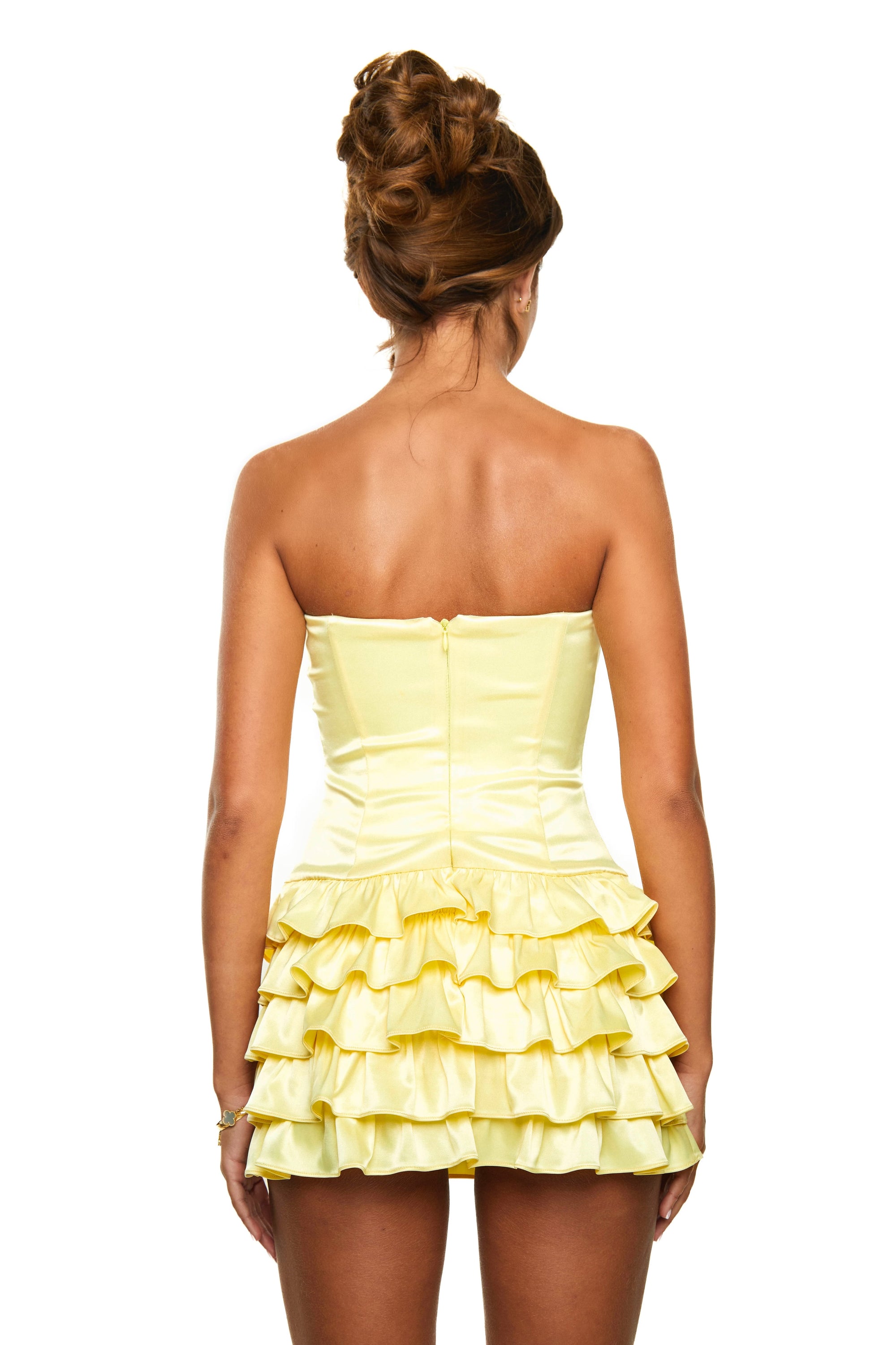 Structured Corset Ruffle Dress | Lemon Sorbet