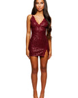 Sparkle Slip Dress | Premium Sequin & Lace in Wine