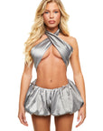 Bubble Skort | Silk in Slate Silver