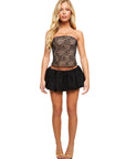 Corset Top & Bubble Skort Set | Hand Embroidered Lace in Black