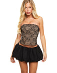 Corset Top & Bubble Skort Set | Hand Embroidered Lace in Black