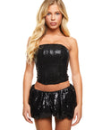 Structured Corset Top | Hand Sewn Sequin in Black